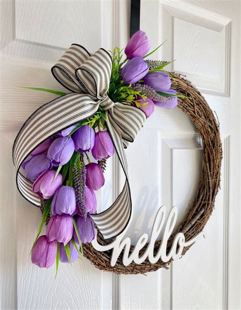 Summer Wreath Purple Tulip Wreath Spring Summer Wreath For Etsy