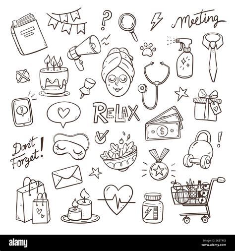 Clipart Collection About Daily Routines And Reminders Perfect For Bullet Journals And Digital