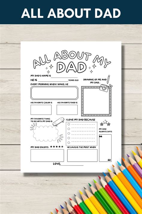 Fathers Day Questionnaire All About My Dad Printable Etsy Australia