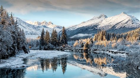 Mountain River Valley In Snowy Winter Windows Spotlight Images