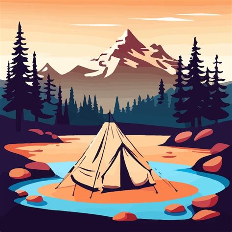 Premium Vector Camping Concept Art Vector Illustration Of Beautiful