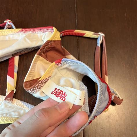 Solid Striped Bikini Top Large Bottoms Depop