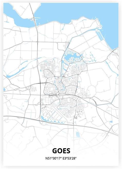 Goes Plattegrond A Poster Zwart Blauwe Stijl Bol