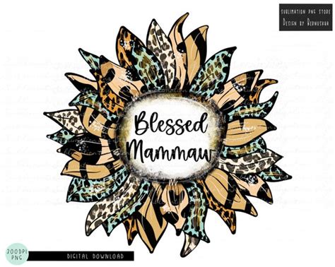 Blessed Mammaw Leopard Sunflower Png Sublimation Design Etsy