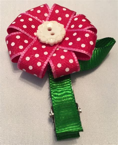 Items Similar To Adorable Polka Dot Flower Hair Clip On Etsy