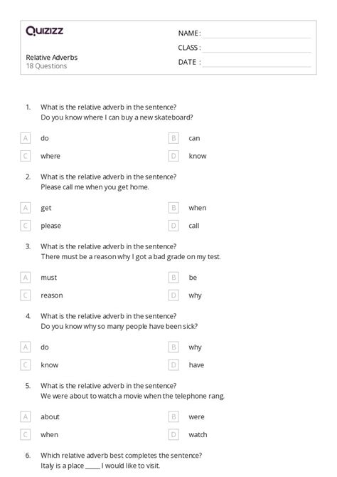 50 Adverbs Worksheets For 4th Grade On Quizizz Free And Printable Worksheets Library