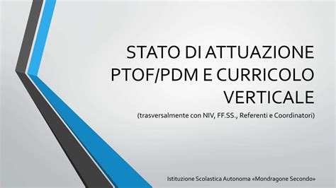 Pdf Stato Di Attuazione Ptof Pdm E Curricolo Verticale Progetto