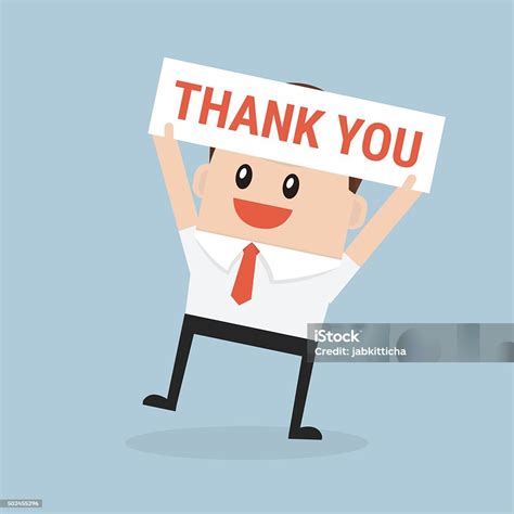 Businessman Hands Holding Thank You Sign Vector Stock Illustration Download Image Now