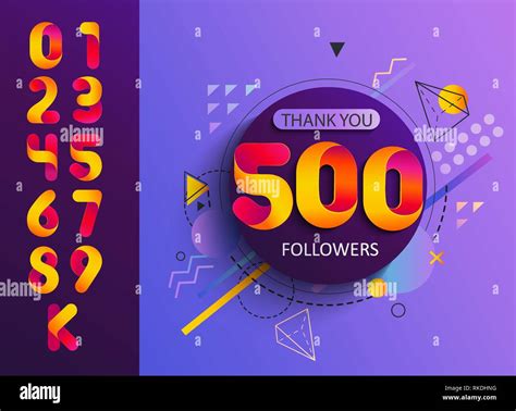 Set Numbers For Thanks Followers Template Design Stock Vector Image