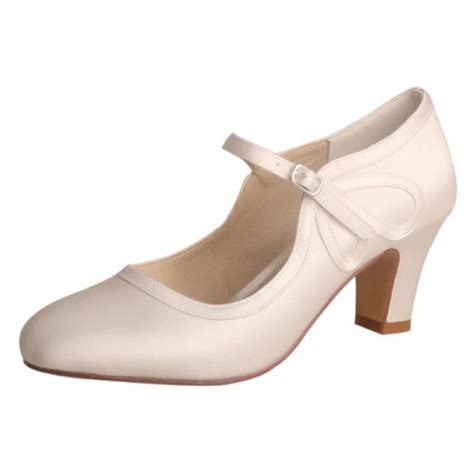 Ellen Ivory Satin Mary Janes Wedding Block Heels Iheels Australia