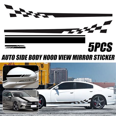 5PCS For Car Racing Long Stripe Sticker Side Body Vinyl Decal Stickers