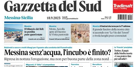 Rassegna Stampa Edizione Messina Gazzetta Del Sud