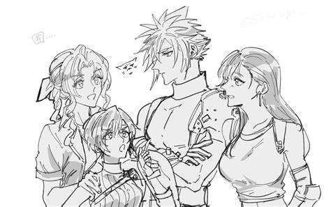 Tifa Lockhart Cloud Strife Aerith Gainsborough And Yuffie Kisaragi