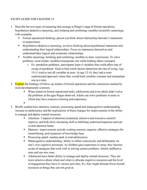 Psyc 336 Chapter 14 Lecture Notes Study Guide For Chapter 14 Describe