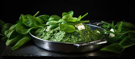 Premium AI Image | Homemade Wild Garlic Pesto And Wild Garlic Leaves On ...