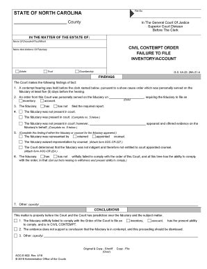 Fillable Online Nccourts STATE OF NORTH CAROLINA File No Nccourts