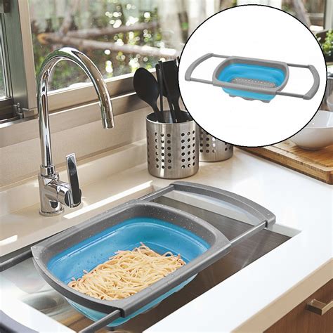 Reactionnx Kitchen Collapsible Colander Over The Sink Strainer With