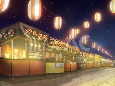 夏祭りの屋台・出店 背景イラスト イラスト No 22725510｜無料イラスト・フリー素材なら「イラストac」