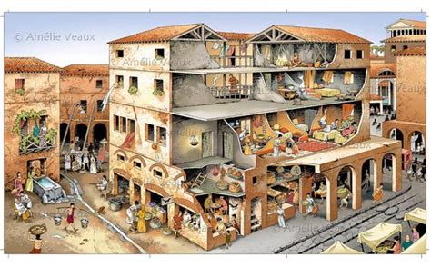 Cross Section Of An Insula Roman Apartment House Ancient Rome