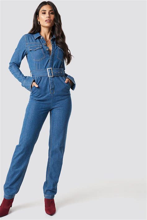 Belted Denim Jumpsuit Der Jumpsuit Von Dilara X Na Kd Hat Einen Kragen