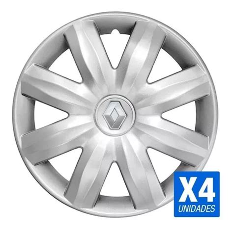 Juego X 4 Tazas 14 PuLG Renault Clio 2 Kangoo C Logo Gris Cuotas Sin