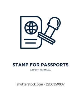 Stamp Passports Icon Airport Terminal Collection Stock Vector Royalty