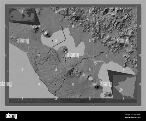 Managua Department Of Nicaragua Bilevel Elevation Map With Lakes And