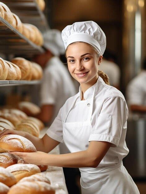 Premium AI Image | portrait of female baker in white clean uniform and ...