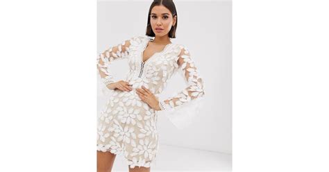 Love Triangle Floral Embroidered Long Sleeve Dress In White Lyst