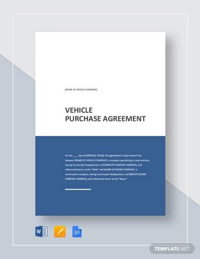 Vehicle Purchase Agreement Examples Format Pdf