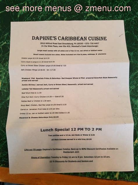 Online Menu of Daphne's Caribbean Cuisine Restaurant, East Stroudsburg