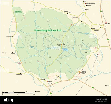 Vector map of the South African Pilanesberg National Park, North West ...