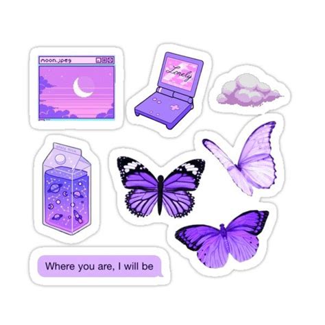 Purple Aesthetic Sticker Set Cute Sticker For Sale By Aesthetics4you Aesthetic Stickers