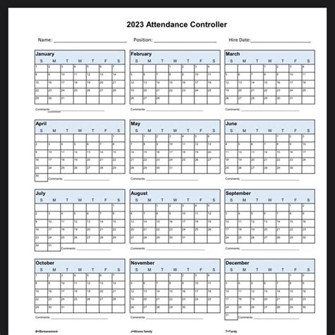 2023 Employee Attendance Calendar - Etsy