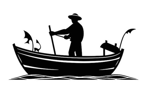 Fisherman In Boat Silhouette