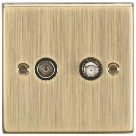 Knightsbridge 2 Gang Isolated Coaxial Tv And F Type Satellite Socket Antique Brass Screwfix