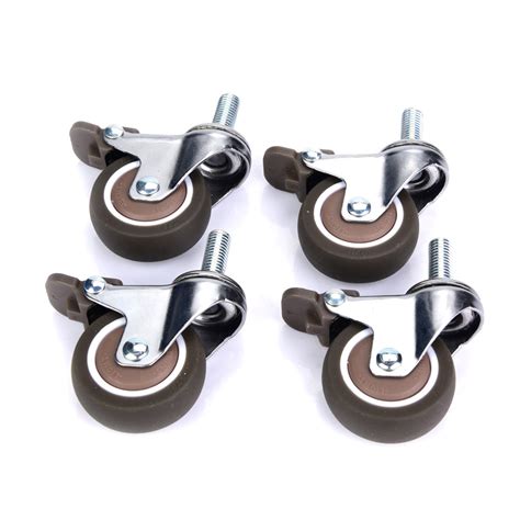 Universal 4-Pack TPE Rubber Caster Wheels with Brakes for Medical ...