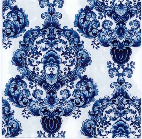 Decoupage Paper Of Blue Porcelain Pattern Vintage Blue Ornament