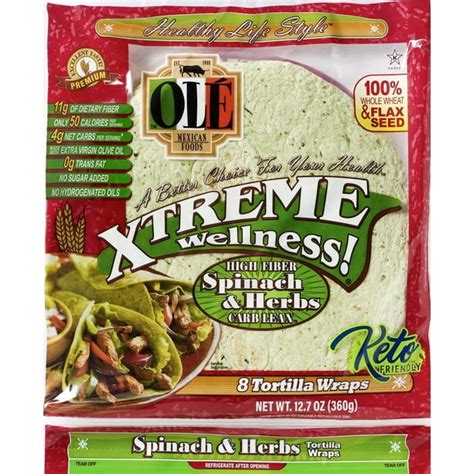 Olé Mexican Foods Xtreme Wellness Spinach And Herbs Tortilla Wraps 8