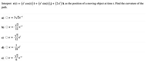 Solved Interpret R T E Cos T I E Sin T J 2