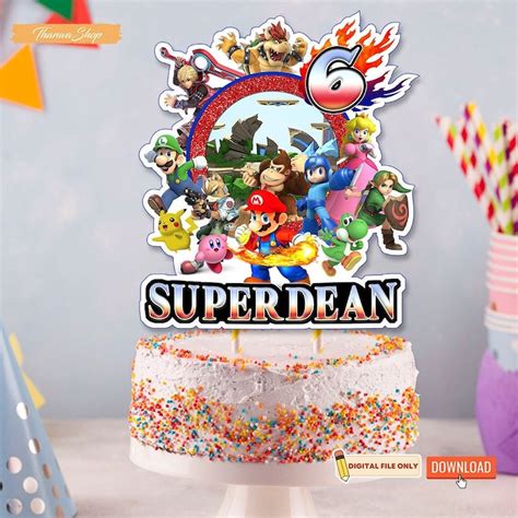 Printable Super Smash Bros Cake Topper Super Mario Bros Etsy