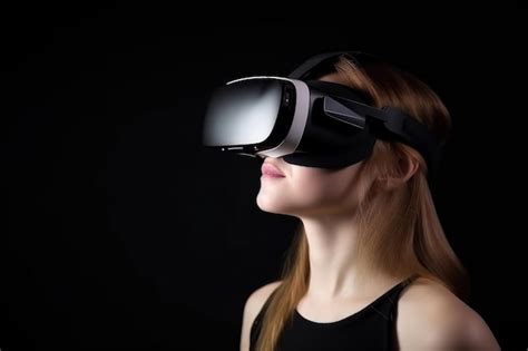 Premium AI Image Woman Wearing Virtual Reality Goggles