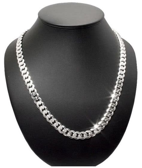 7mm Mens Curb Cuban Link Chain Necklace Pendant 925 Sterling Silver 56