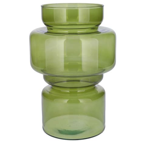 Bellatio Design Vaas Groen Transparant Glas D17 X H25 Cm Leen Bakker