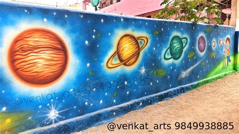 Galaxy Planets School Boundary Wall Painting Idea's School Wall Art ...