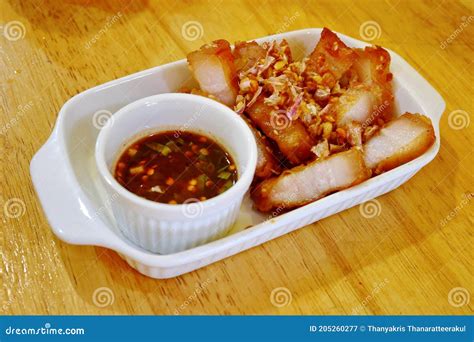 Deep-fried Pork Belly with Dipping Sauce. Stock Image - Image of ready ...