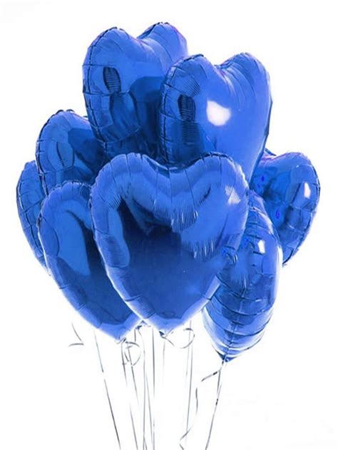 A Bunch Of Blue Heart Shaped Balloons