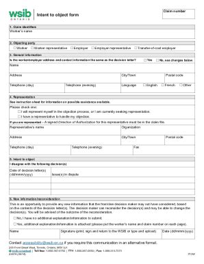 Fillable Online Intent To Object Form Fax Email Print PdfFiller