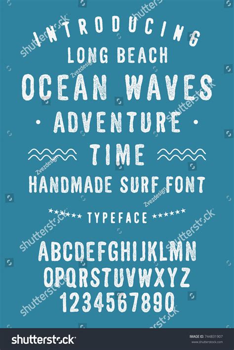 Ocean Waves Surf Font Handwritten Alphabet Stock Vector Royalty Free