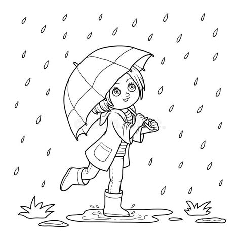 Umbrella With Rain Clipart Black And White